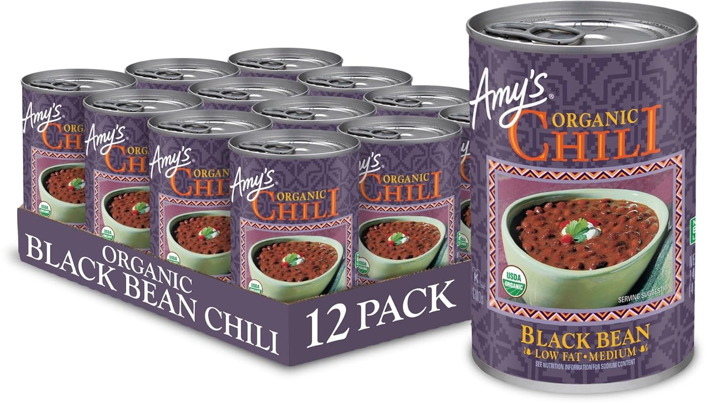 Amy's Organic Vegan Medium Black Bean Chili - 12 Pack Cans
