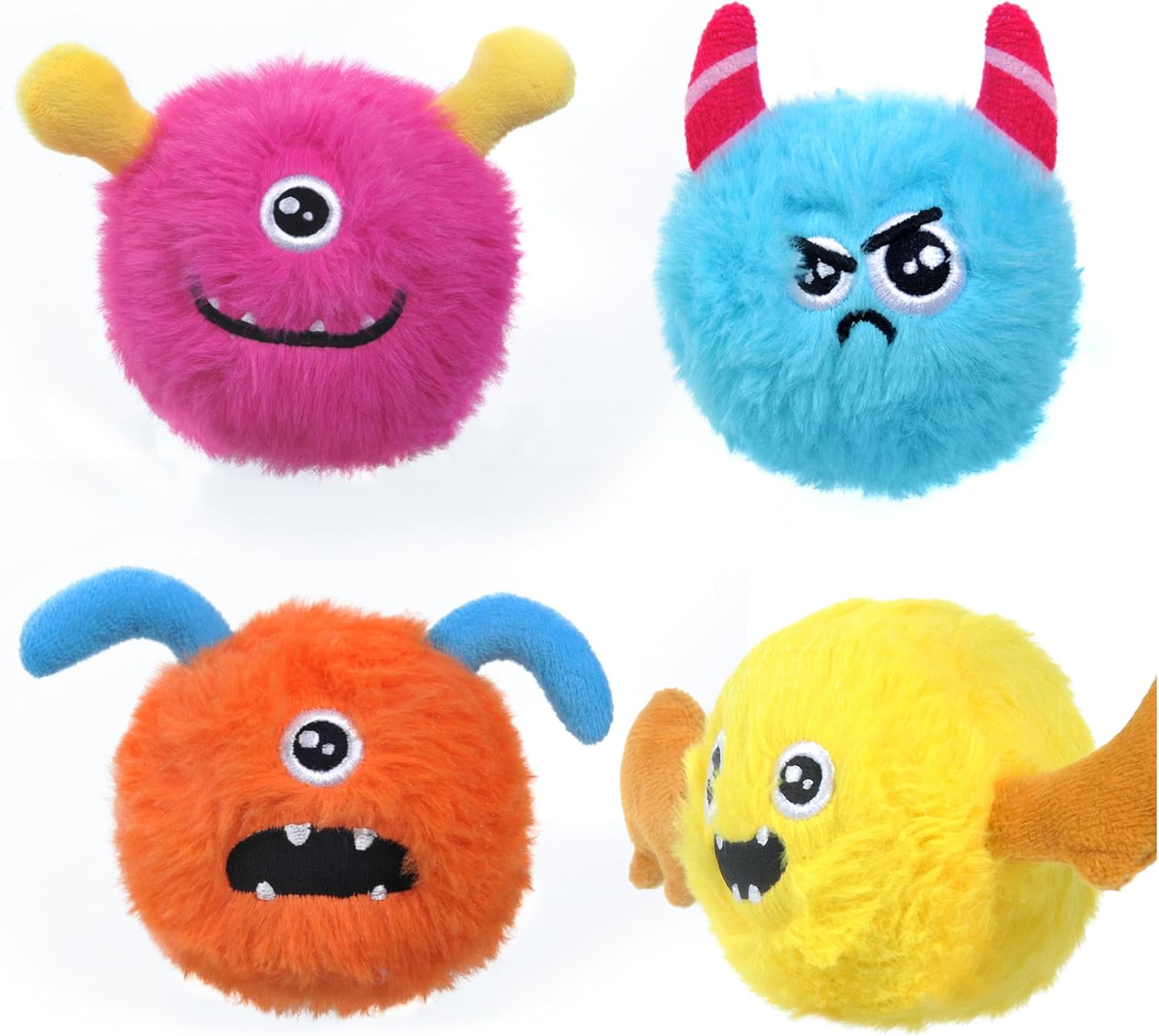 Squeaky Dog Toys 4 Pack - Tough & Fun for Small/Medium Dogs!