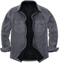 Men's Sherpa Lined Fleece Plaid Shirt Jacket - Full Sherpa Lining