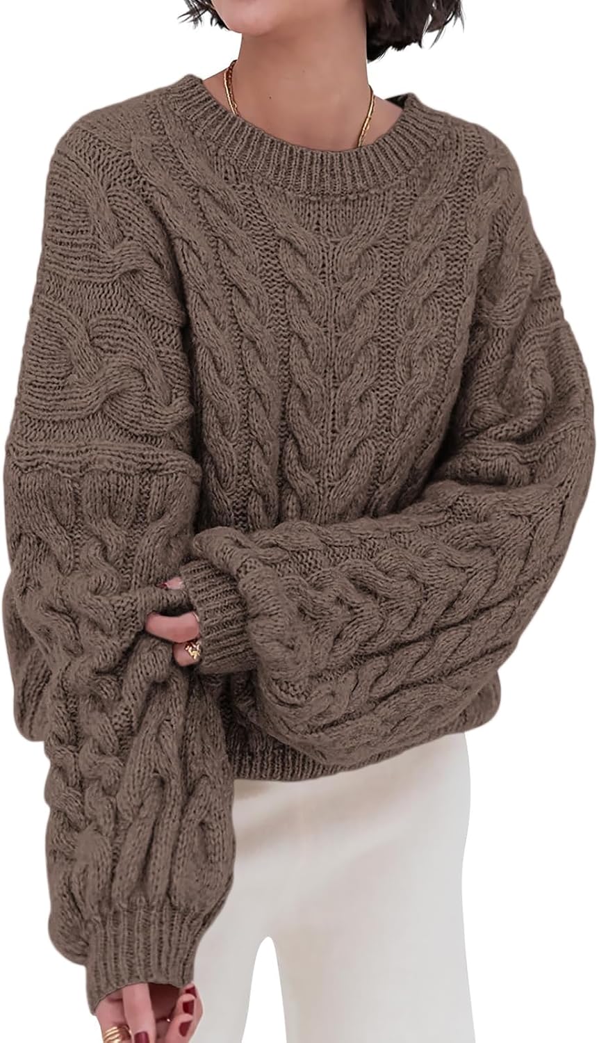 PRETTYGARDEN Womens Oversized Cable Knit Sweater for Fall 2025