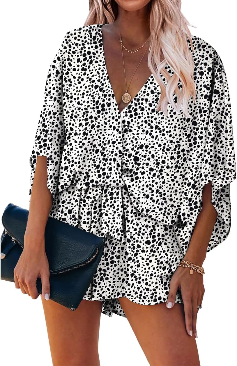 PRETTYGARDEN Womens Floral Print Shorts Jumpsuit for Summer