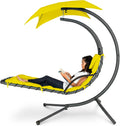 Outdoor Hanging Curved Chaise Lounge Chair Swing - Relaxing Shade