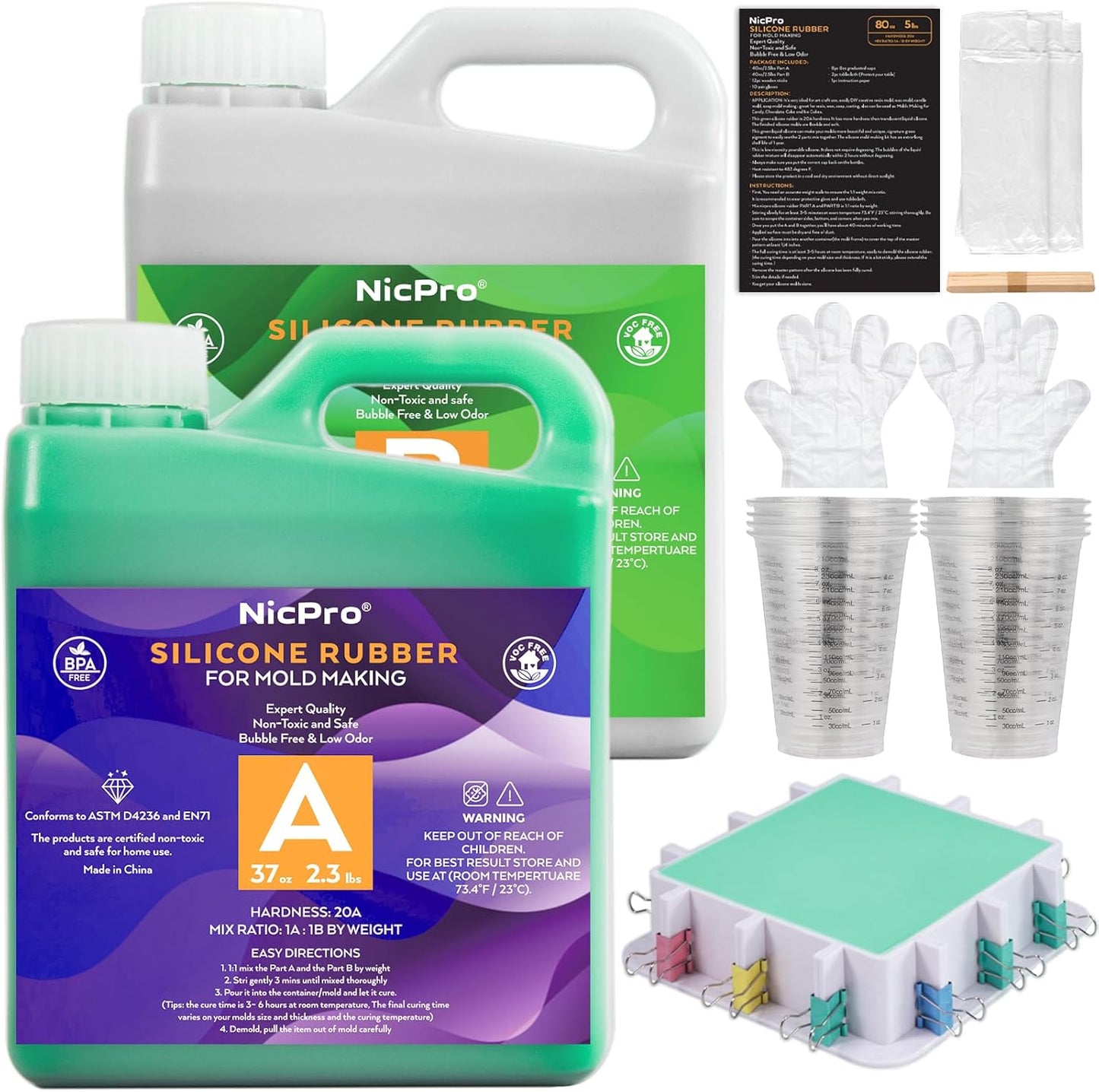 Nicpro 74oz Silicone Mold Making Kit for DIY Craft Projects