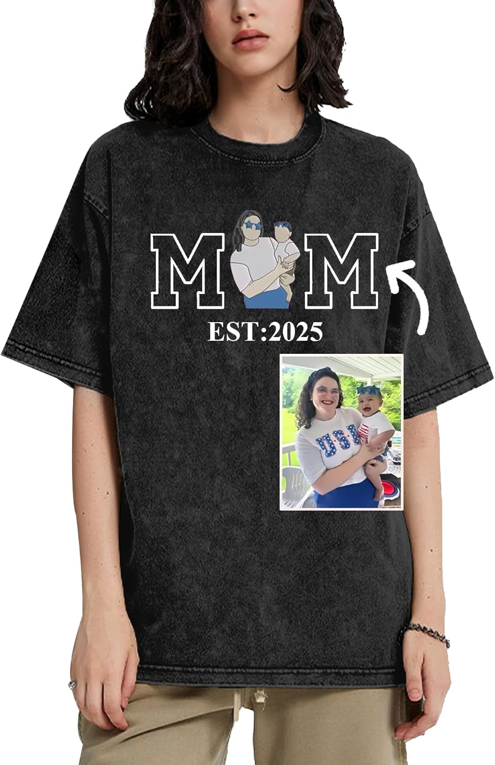 Personalized Mom Tee - Kids Name & Photo - Ideal Gift