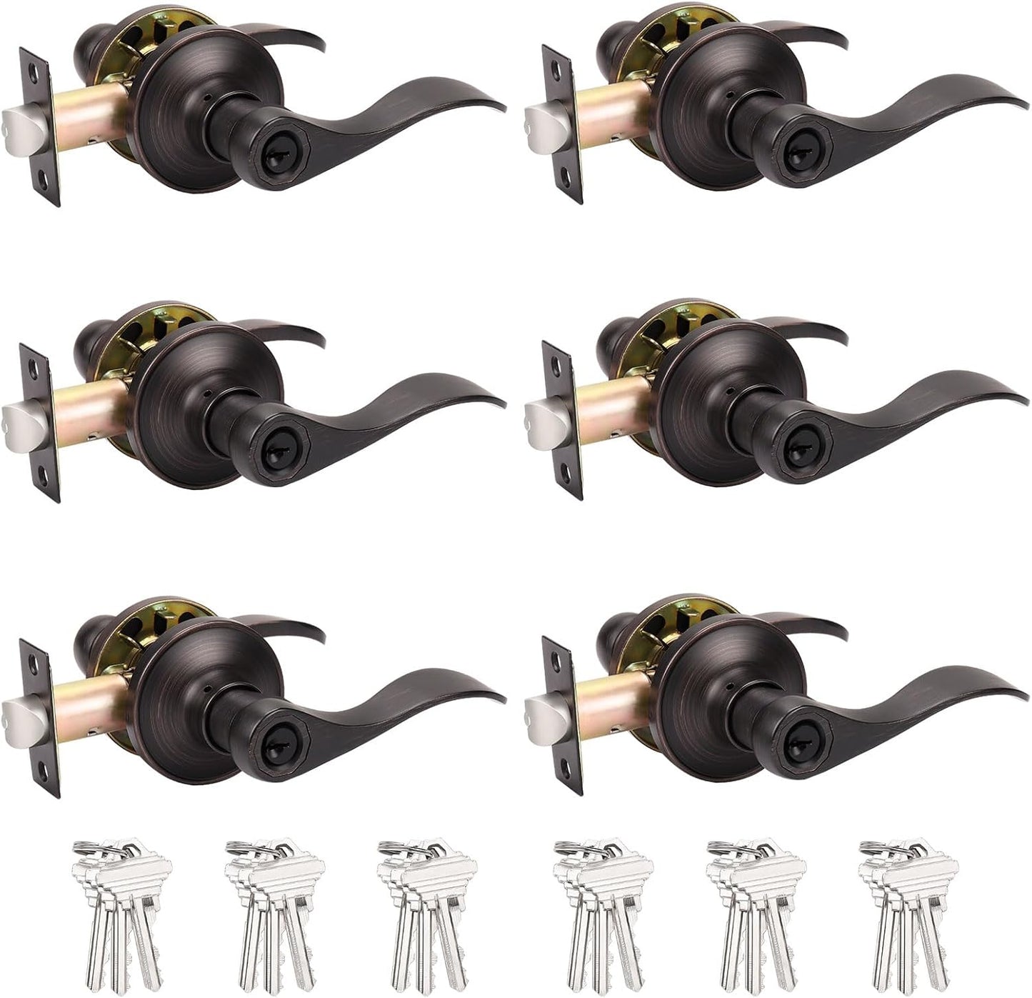Probrico Oil Rubbed Bronze Entry Lever Door Handle Set for Homes