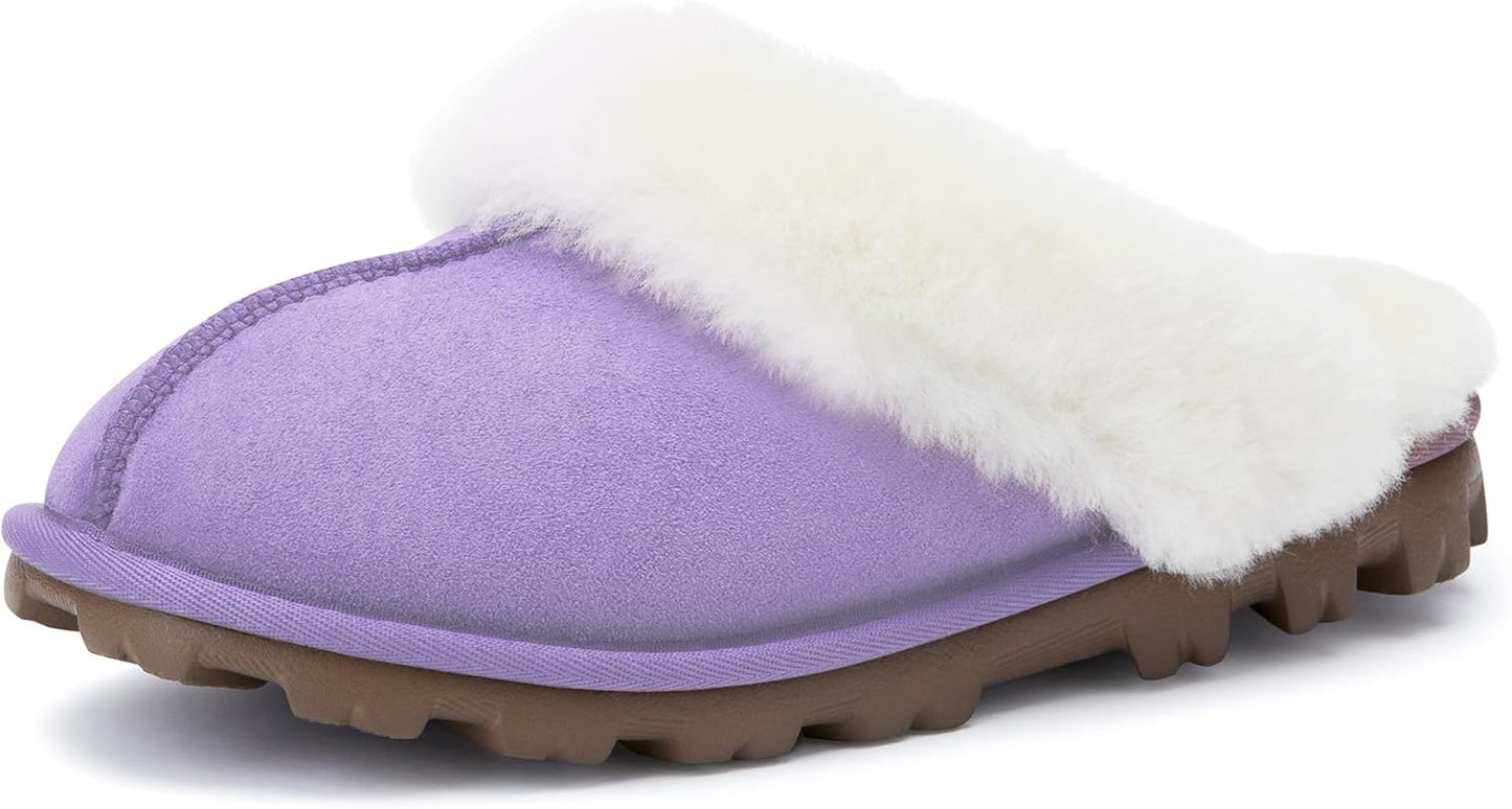 WaySoft Women's Genuine Australian Sheepskin Slippers for Comfort