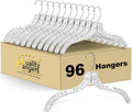 Quality Clear Plastic Hangers 96 Pack - Crystal Cut, Heavy Duty
