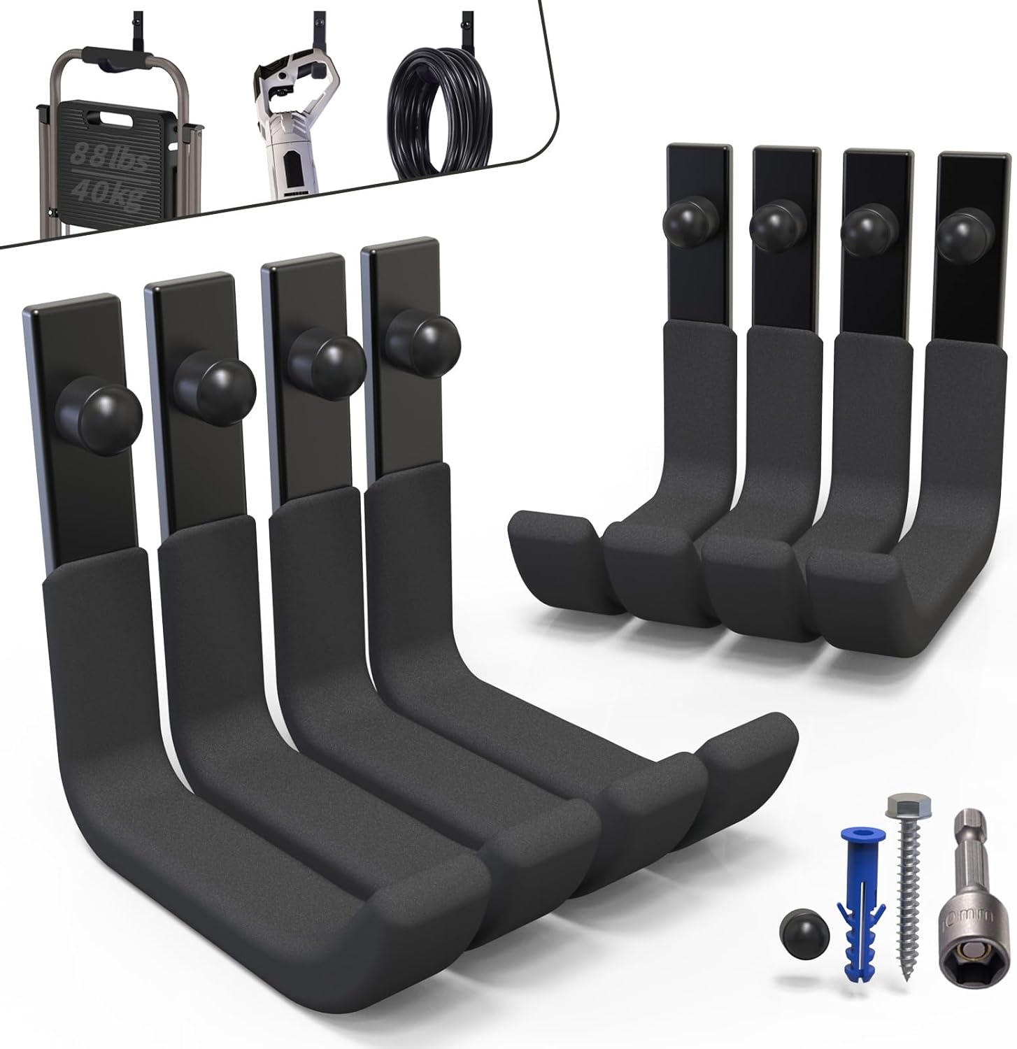 8 Pack Garage Storage Hooks for Heavy Duty Tool Organization