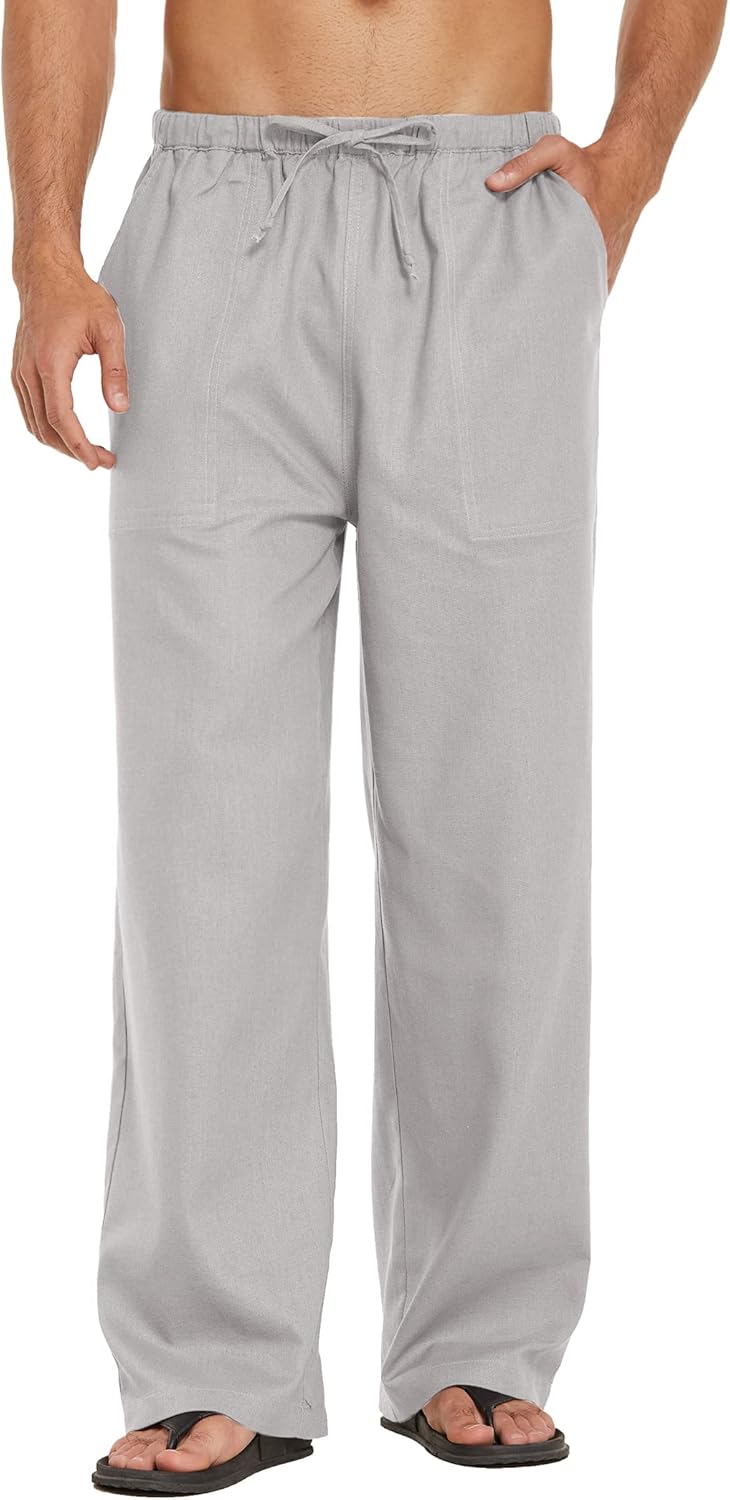 COOFANDY Mens Casual Linen Pants for Summer Beach Yoga Style