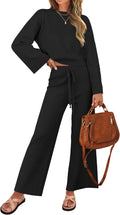 ZESICA Women's 2 Piece Knit Lounge Set - Soft Long Sleeve Pullover