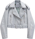 LY VAREY LIN Women Faux Leather Cropped Jacket - Chic Biker Short