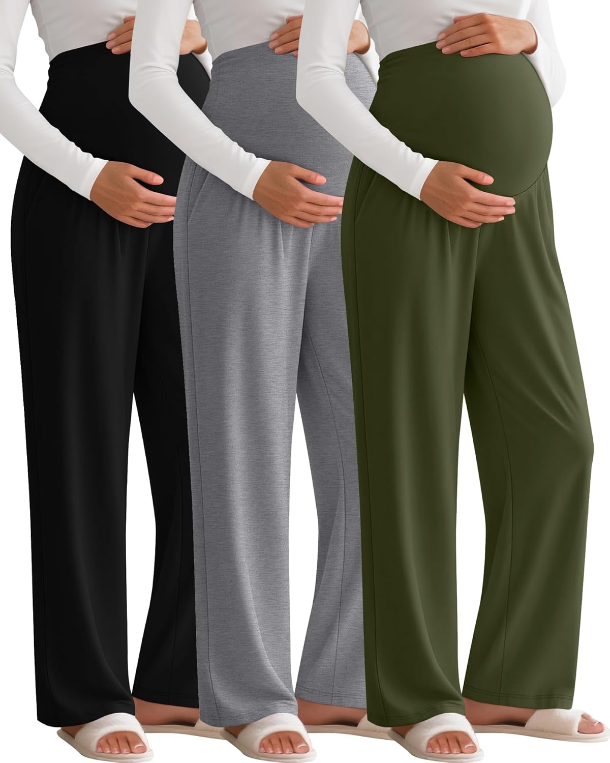 3 Pack Women's Maternity Pants for Comfort and Style