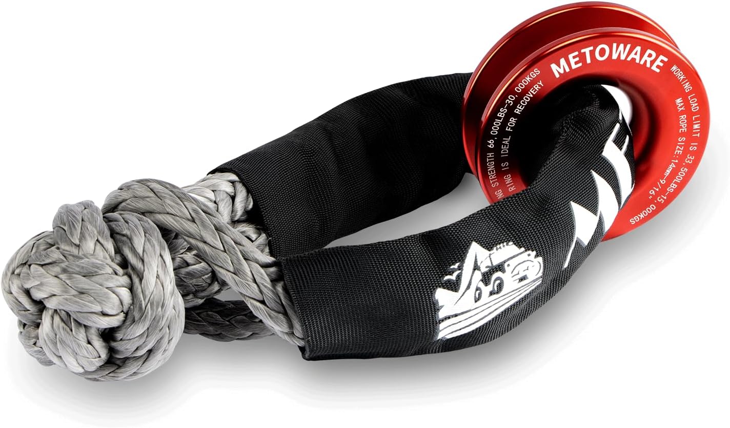 METOWARE Synthetic Soft Shackle & Recovery Ring Kit for Off-Road
