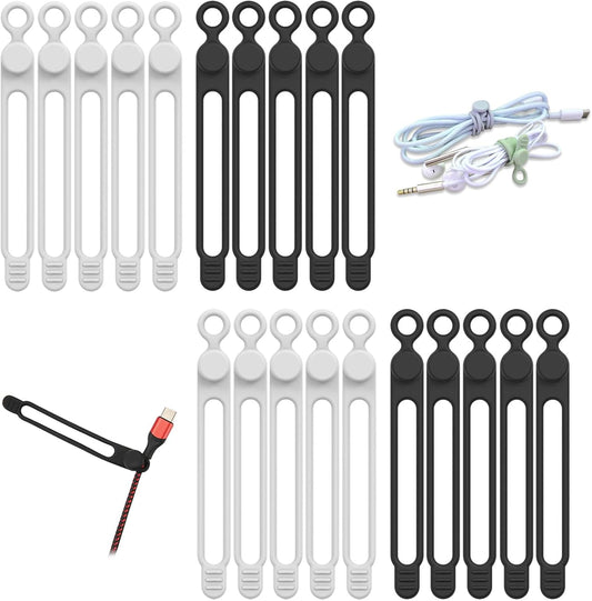 UMUST 20pcs Reusable Silicone Cable Ties - Organize Cords with Ease!