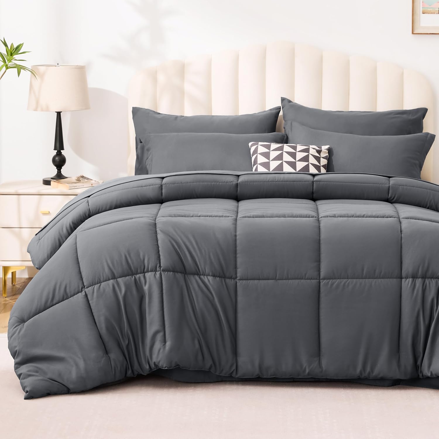 Twin XL Comforter Set Soot Grey - 5 Pieces All Season Bedding
