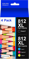 812XL New Upgraded Chips Ink Cartridges Replacement for Epson 812 XL