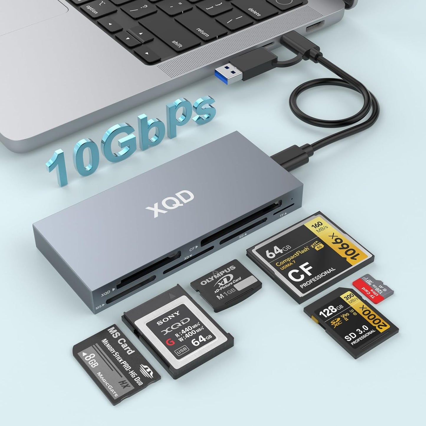 8 in 1 XQD Card Reader for Fast Data Transfer and Compatibility