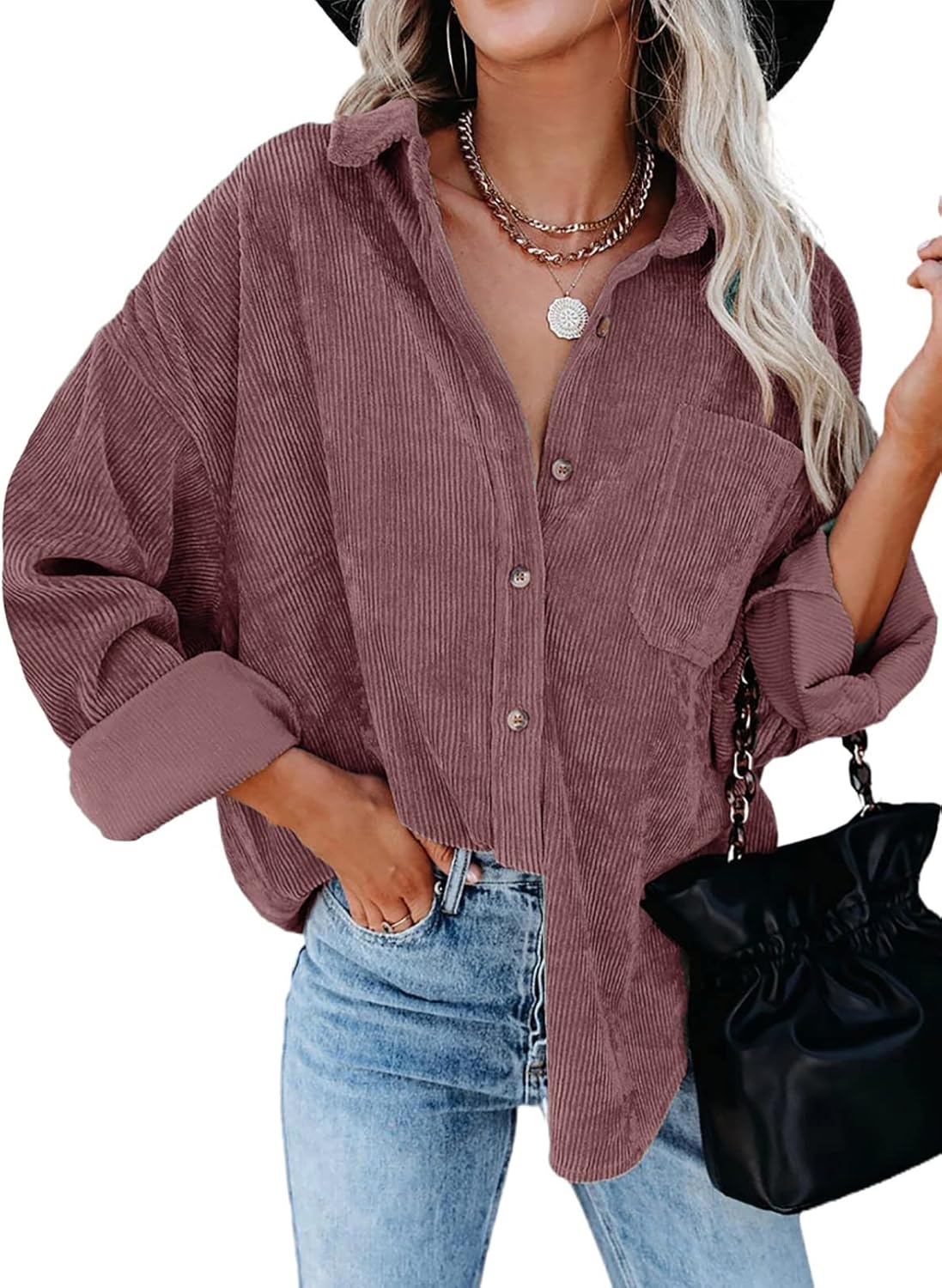 Astylish Women Corduroy Shirts for Casual Long Sleeve Style
