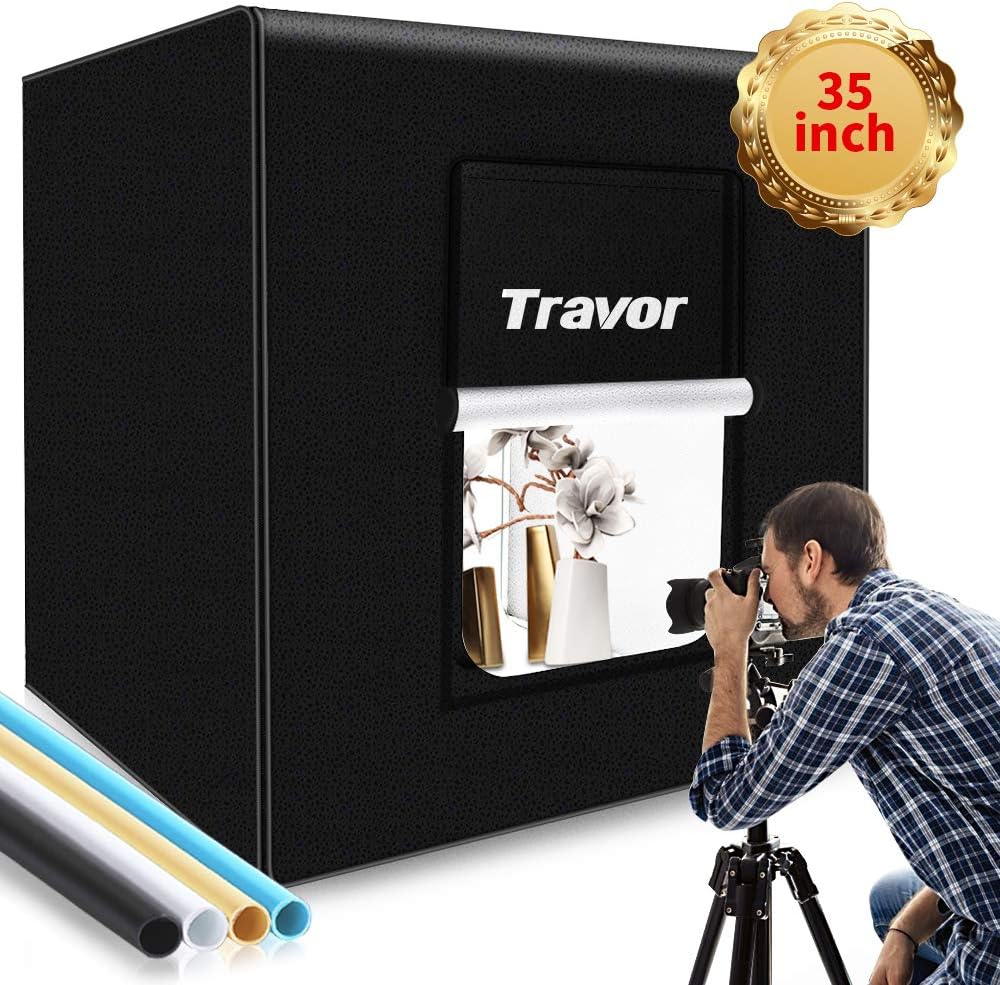 Travor Photo Studio Light Box with Adjustable Brightness and Backdrops