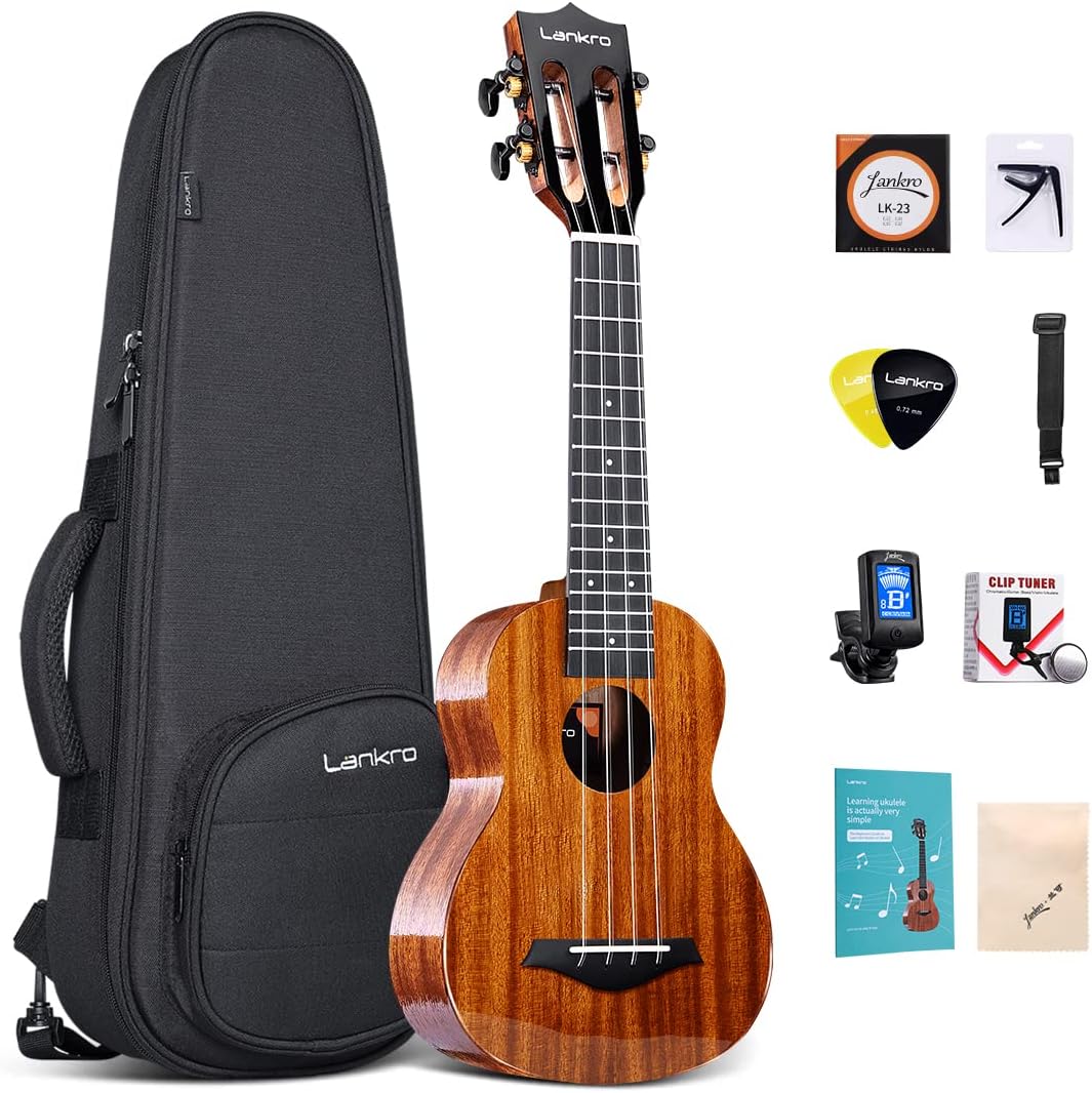 Concert Ukulele Solid Mahogany 23 inch Beginners Starter Kit