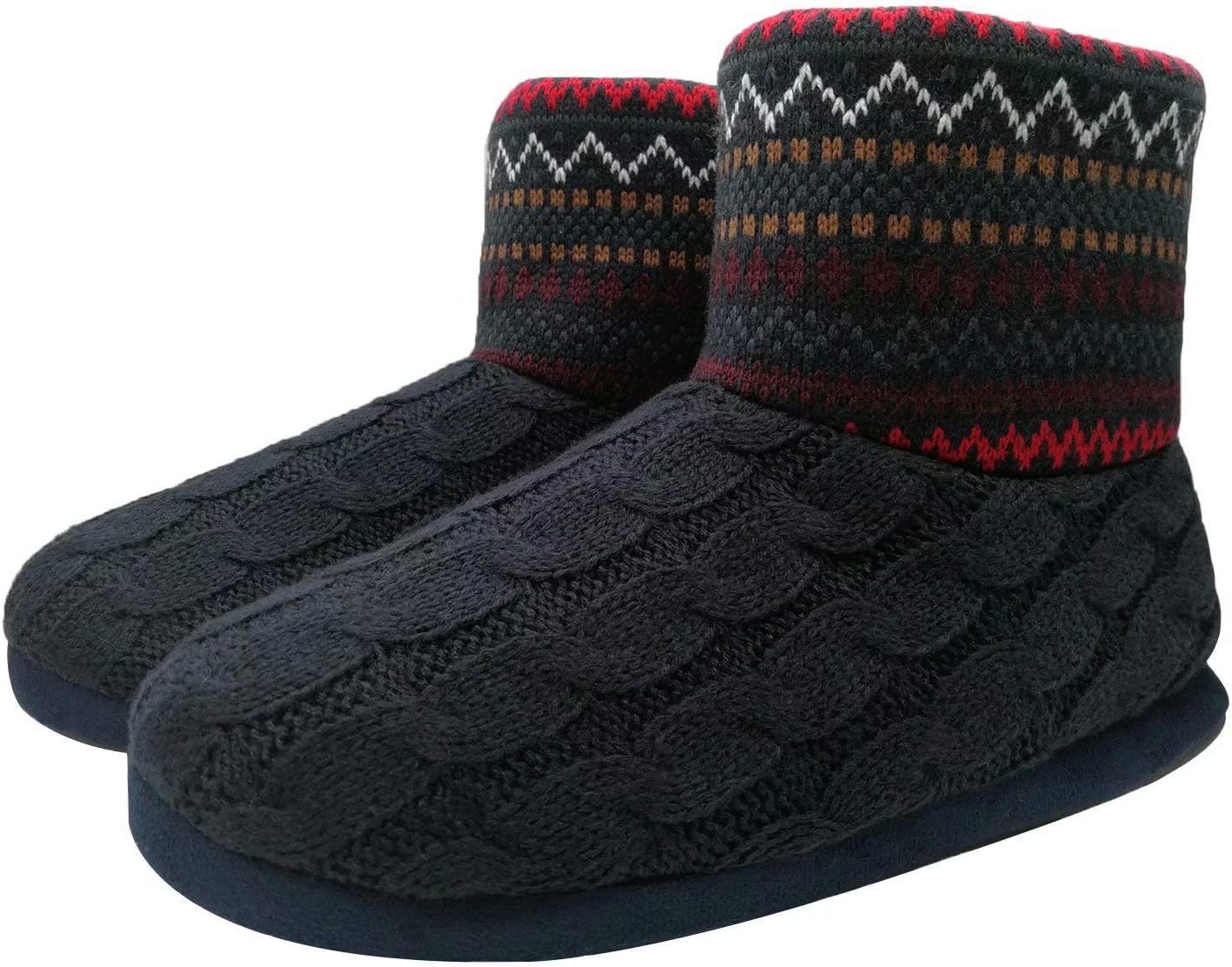 Cozy Memory Foam Slipper Boots for Men with Rubber Sole
