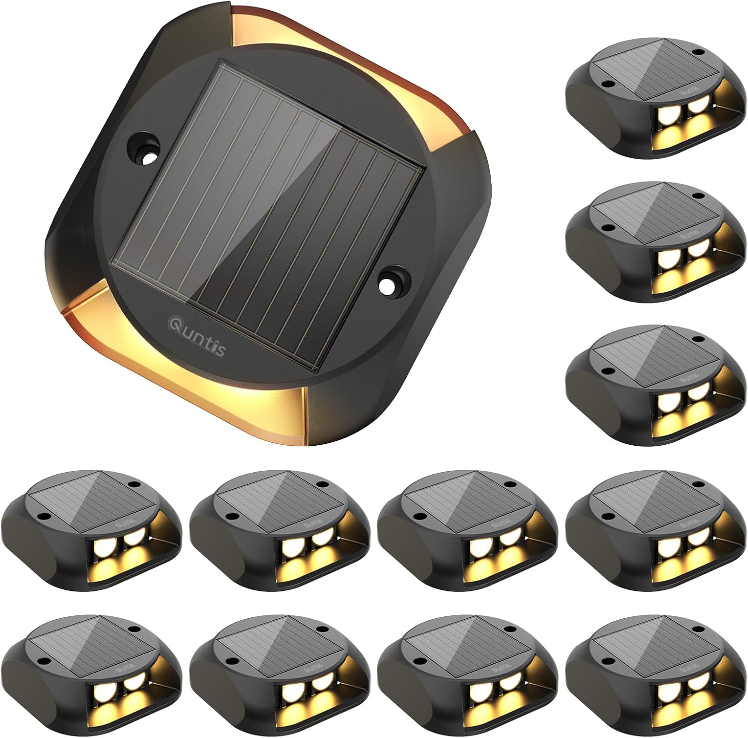 Quntis Solar Driveway Lights Outdoor Waterproof 12 Pack for Safety