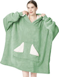 Wearable Blanket Hoodie for Women Light Green - Oversized Sherpa