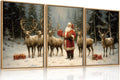 Large Christmas Santa Claus Framed Canvas Wall Art Set - Festive