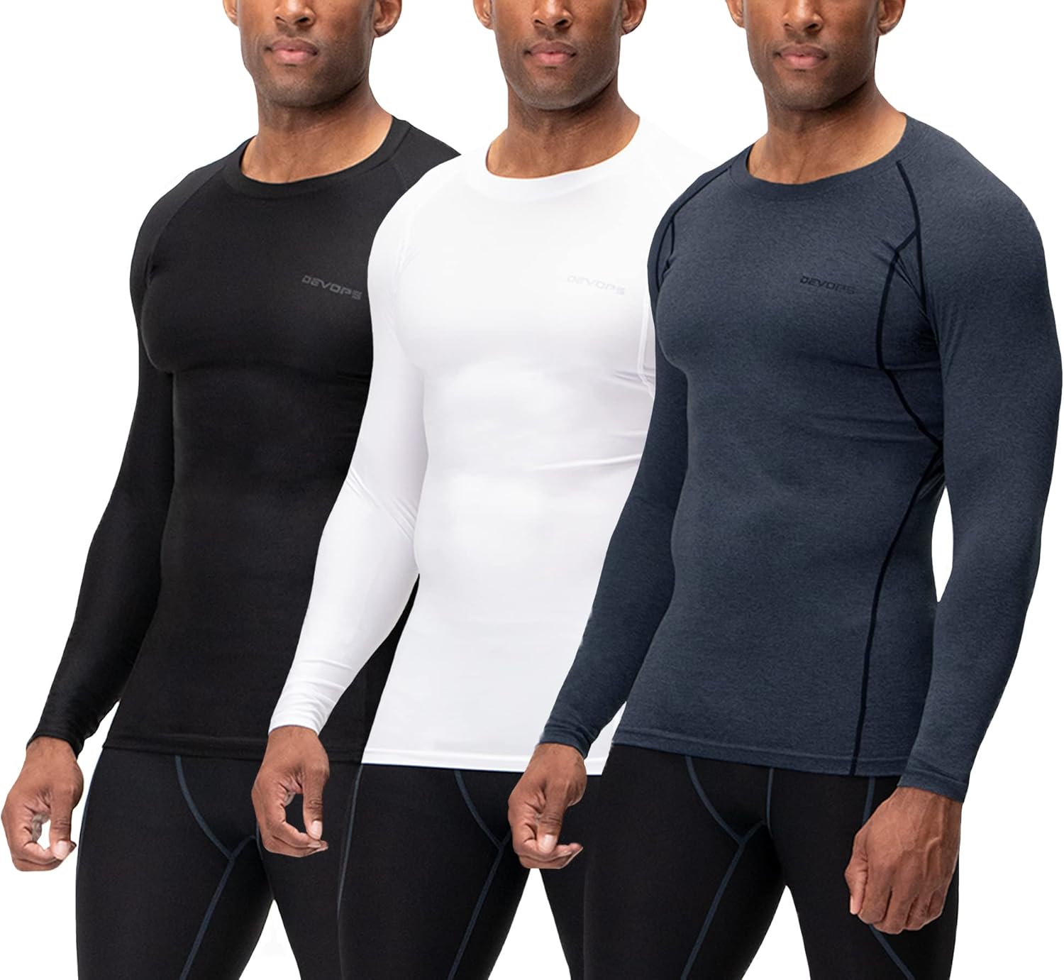 DEVOPS Men's UPF 50+ Long Sleeve Compression Shirts for All Seasons