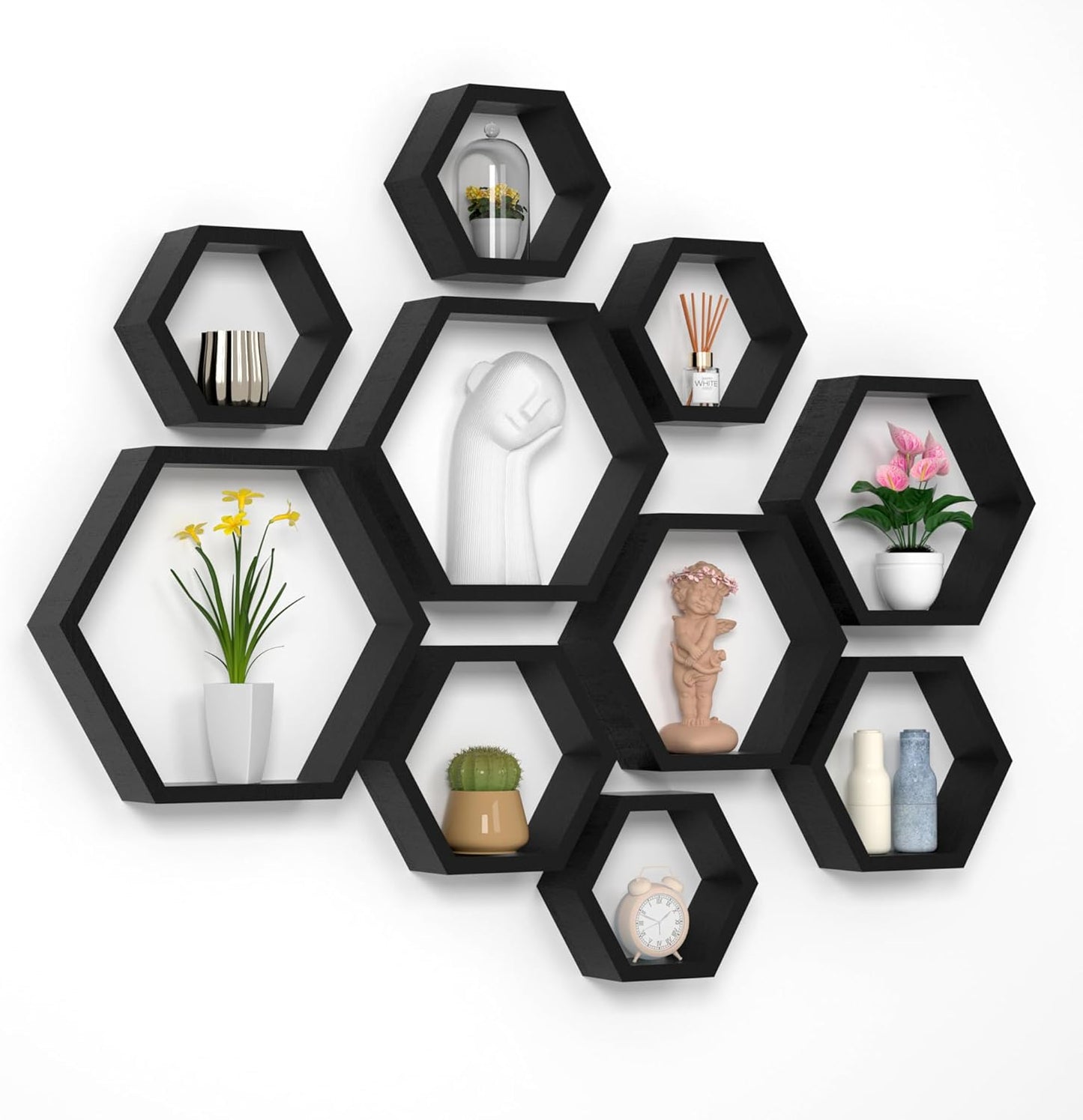 WONFUlity Hexagon Floating Shelves for Stylish Home Decor