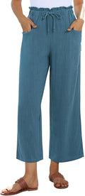 Wide Leg Linen Pants for Women - Casual Summer Palazzo Trousers