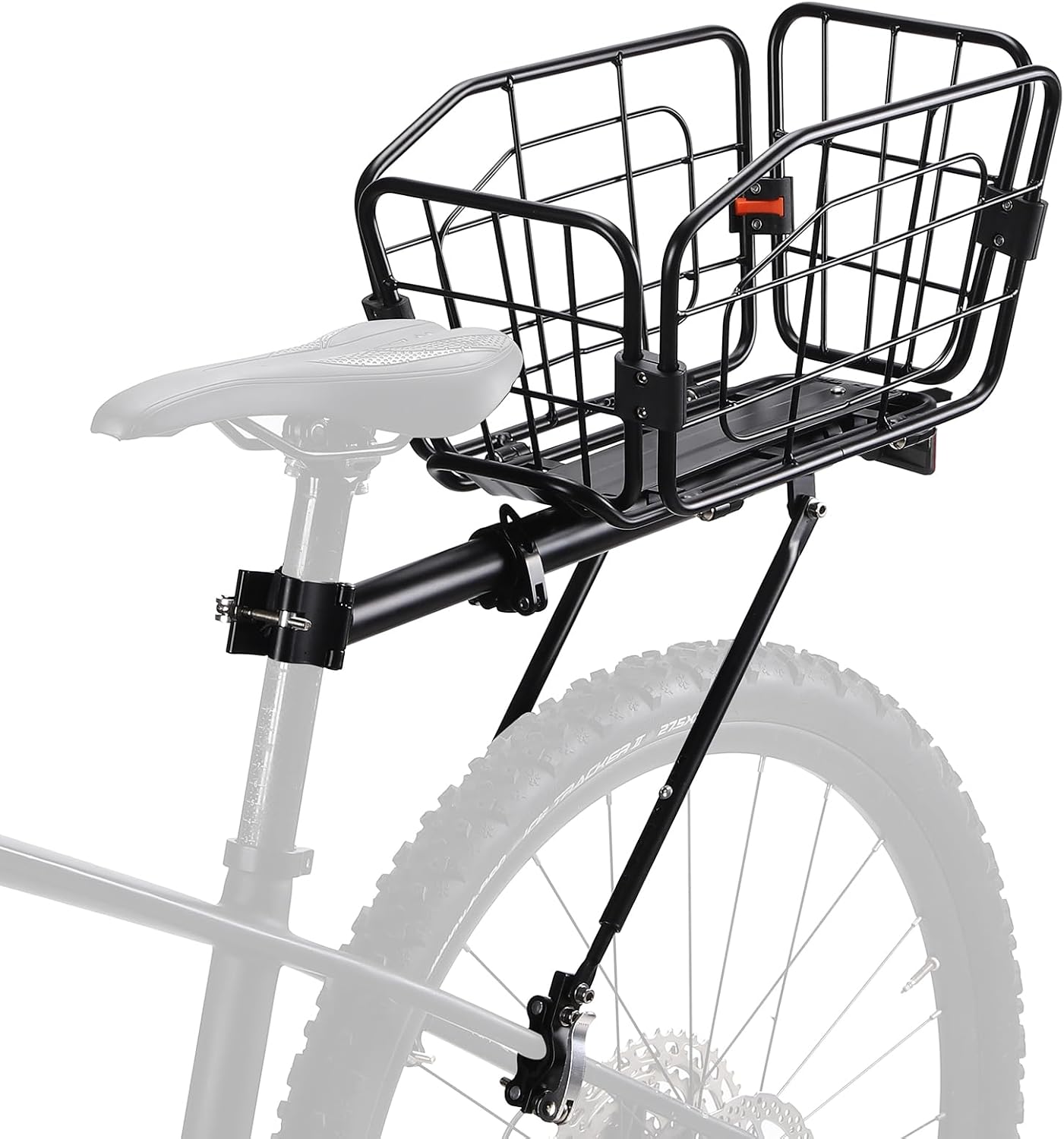 Rear Bike Rack with Basket - 165 LB Load Capacity for Biking
