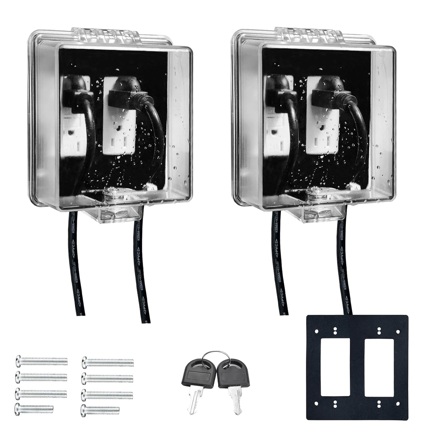 2-Gang Baby Safety Dual Outlet Cover Box with Key Lock Design
