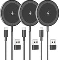 3Pack Magnetic Wireless Charger Pad 15W Fast Qi Slim Portable Discs