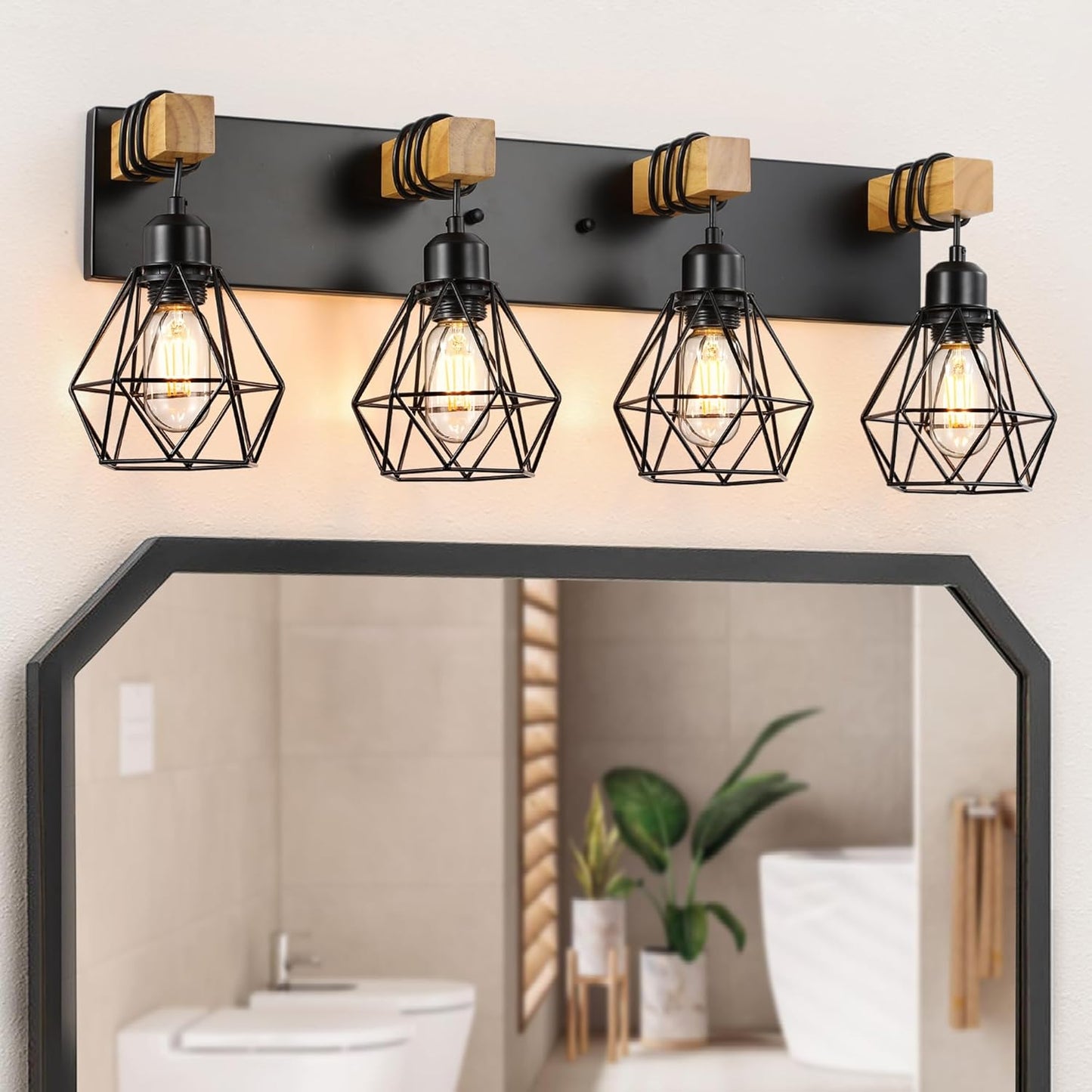 4-Light Farmhouse Bathroom Vanity Light Fixtures for Rustic Charm