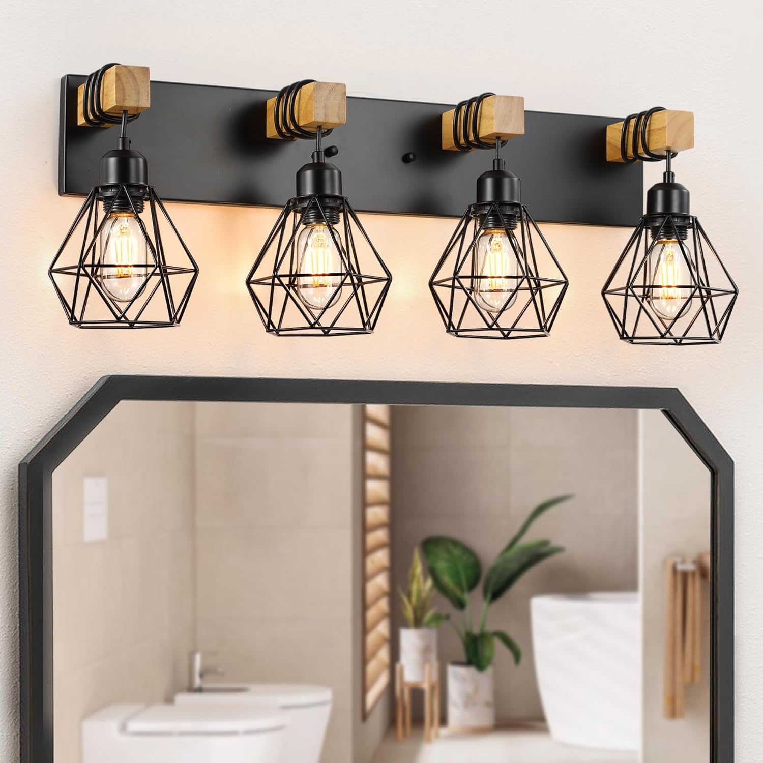 4-Light Farmhouse Bathroom Vanity Light Fixtures for Rustic Charm