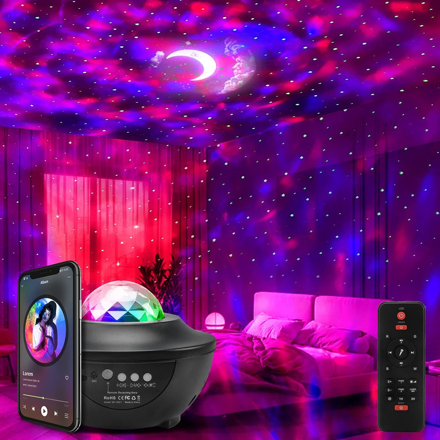 Starry Night Sky Projector w/ Music Speaker