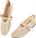 Leopard Flats for Women Mesh Ballet Flats Mary Jane - Breathable Slip