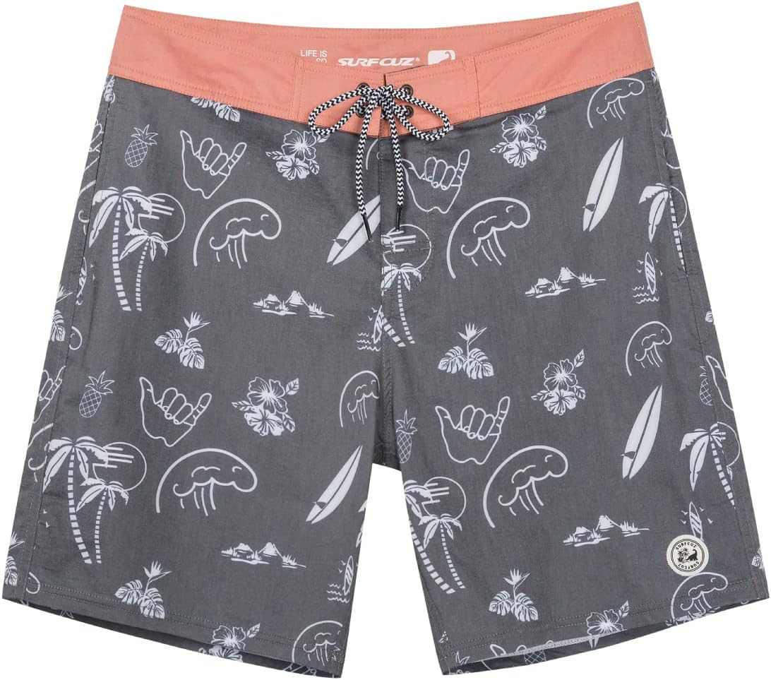 SURF CUZ Men's Vintage Cruzer Stretch Boardshorts for Active Fun