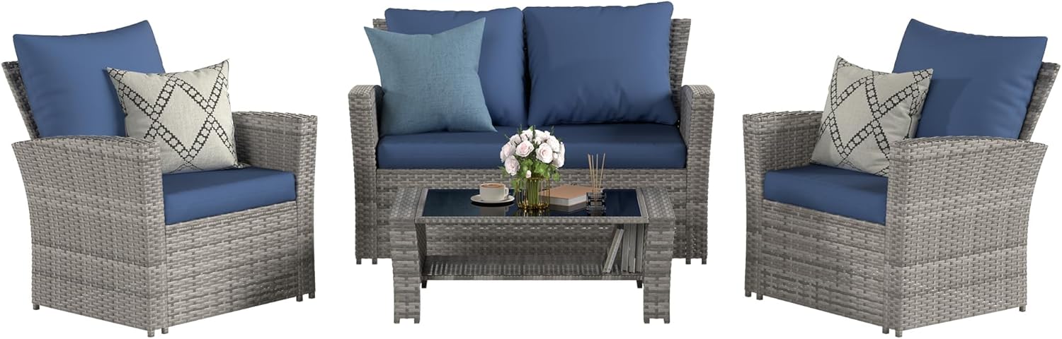 4 Pieces Patio Furniture Set for Outdoor Comfort and Style