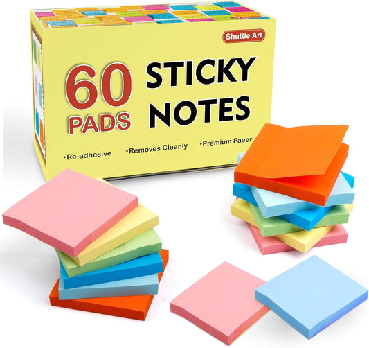 Shuttle Art 60 Pads Bright Stickies - Colorful Organization Essential