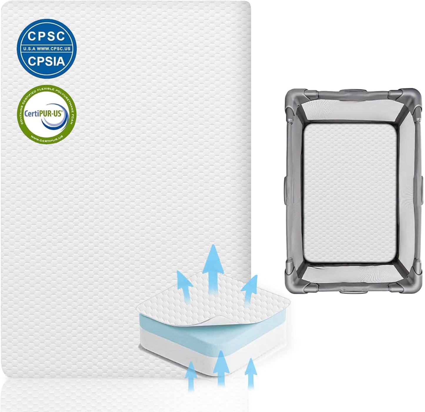 Lisara Pack and Play Mattress for Babies with Dual Sided Comfort