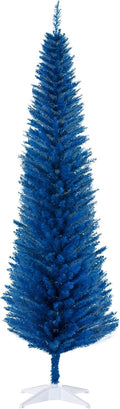 HOMCOM 7ft Artificial Pencil Christmas Tree - Slim 499-Tip Blue