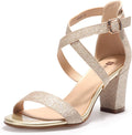 IDIFU Women's Grace Strappy Block Heels Sandals - Comfy 3in Heel