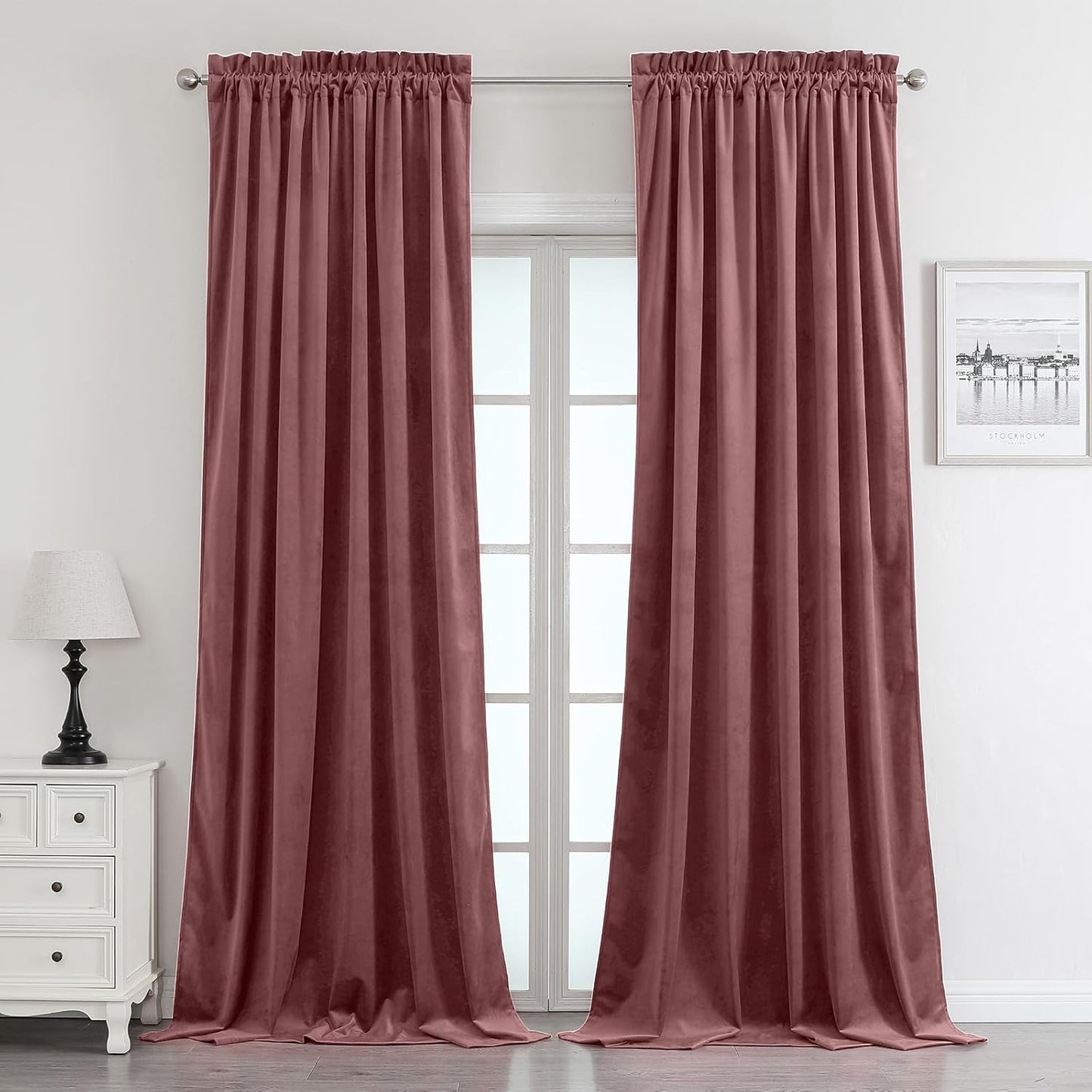 Benedeco Blackout Dusty Rose Velvet Curtains for Elegant Rooms