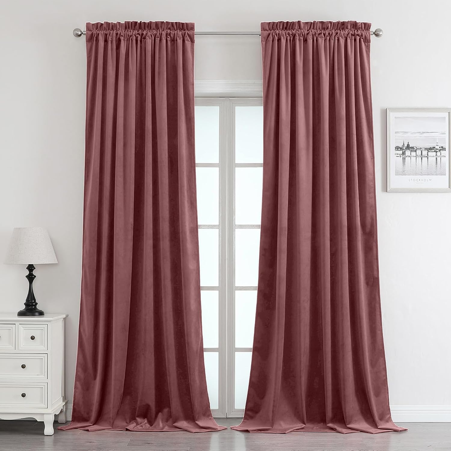 Benedeco Blackout Dusty Rose Velvet Curtains for Elegant Rooms