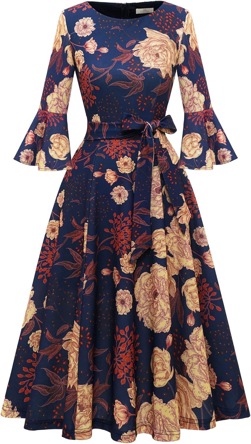 Vintage Bell Sleeve Church Dresses for Weddings and Parties
