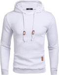 Mens Waffle Knit Hooded Sweatshirt - Casual Long Sleeve Pullover