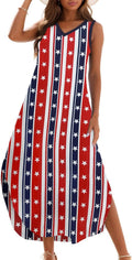 Zilcremo Womens Summer Casual Loose Sundress - Lightweight V Neck Maxi