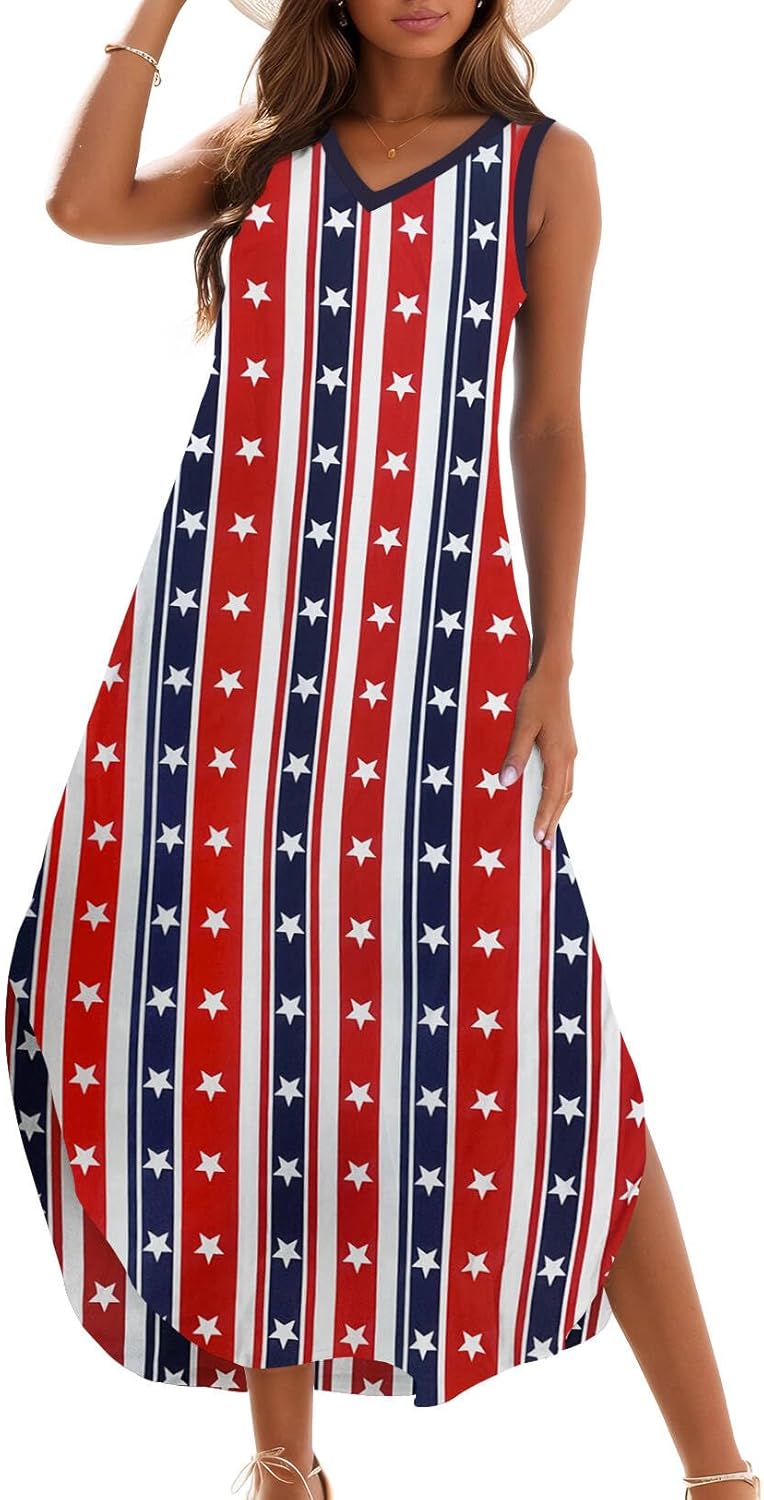 Zilcremo Women's Summer Casual Loose Sundress Maxi Dress
